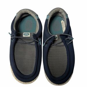 Hey Dude Wally Summer Mesh Shoes Size YT 3 Lightweight Comfort Casual Moccasins